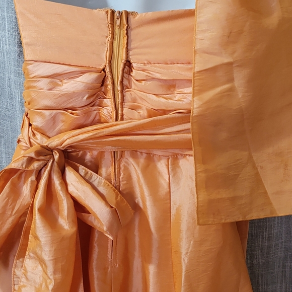 🎃ORANGE STRAPLESS RUFFLE PROM, HOMECOMING DRESS 90s does 50s Halloween - Picture 14 of 16